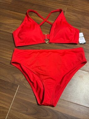 sofia by sofia vergara Red Two-Piece Bikini with Gold Accent NWT